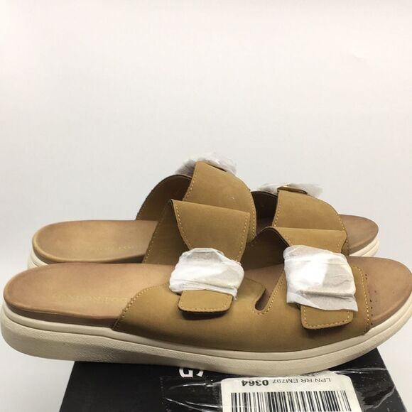 NIB London Fog Women's Cognac Nubuck Lorraine Double Strap Sandals - 10M - Picture 5 of 16